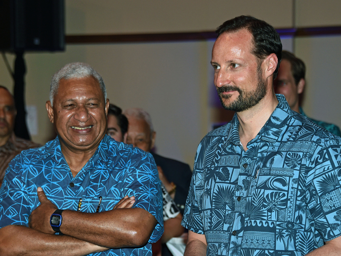 Statsminister Frank Bainimarama holdt en mottakelse for Kronprinsen og den norske delegasjonen. Foto: Sven Gj. Gjeruldsen, Det kongelige hoff